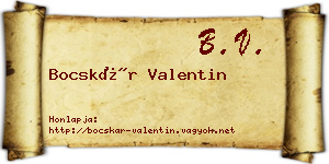 Bocskár Valentin névjegykártya